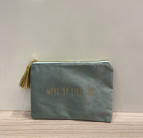 Pouch ''woke up'' - Pochette velours 15x22cm